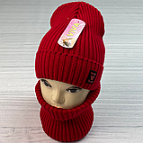 М 92040 Комплект для дівчинки-підлітка шапка будиночок і снуд, 3-15 років, різні кольори, фото 2