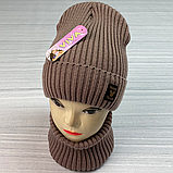 М 92040 Комплект для дівчинки-підлітка шапка будиночок і снуд, 3-15 років, різні кольори, фото 7