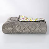 Покривало стьобане двостороннє Стиль Cube ТМ IDEIA 180x210 см сірий/квіти, фото 2