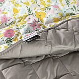 Покривало стьобане двостороннє Стиль Cube ТМ IDEIA 180x210 см сірий/квіти, фото 3