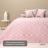 Покривало 220х240 см IDEIA стьобане двостороннє якісна стібка мікрофібра пудра сіре на ліжко, диван, фото 7