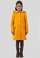 Пальто для девочки демисезонное желто-горчичное