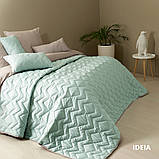 Покривало 220х240 см IDEIA стьобане двостороннє якісна стібка мікрофібра на ліжко, диван мята сіре, фото 2