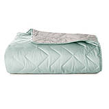 Покривало 220х240 см IDEIA стьобане двостороннє якісна стібка мікрофібра на ліжко, диван мята сіре, фото 10