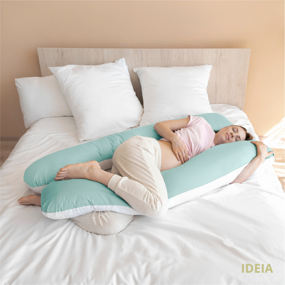 Подушка П-образная для беременных и отдыха ТМ IDEIA 140х75х20 см м'ята/білий