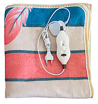 Електропростирадло Electric Blanket односпальне 50w 145х64 байка (малюнок перо), фото 4