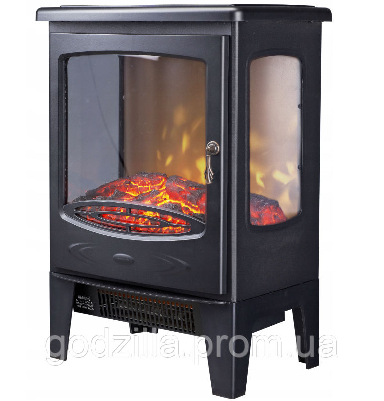 Електричний стоячий камін з функцією обігріву Skiva чорний 1800 Вт 39 х 54 х 26 см, фото 1