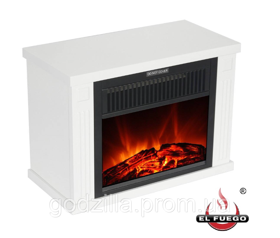 Електричний стоячий камін з функцією обігріву El Fuego білий 1200 Вт 34 х 25 х 17 см, фото 1