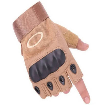 Тактичні рукавички без пальців Oakley M койот, фото 1