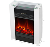 Електричний стоячий камін з функцією обігріву El Fuego білий 1800 Вт 58 x 79,5 x 17 см