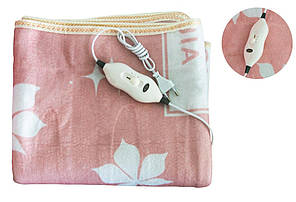 Електропростирадло Electric Blanket односпальне 50w 145х64 байка (малюнок рожевий лист), фото 1