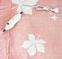 Електропростирадло Electric Blanket односпальне 50w 145х64 байка (малюнок рожевий лист), фото 5