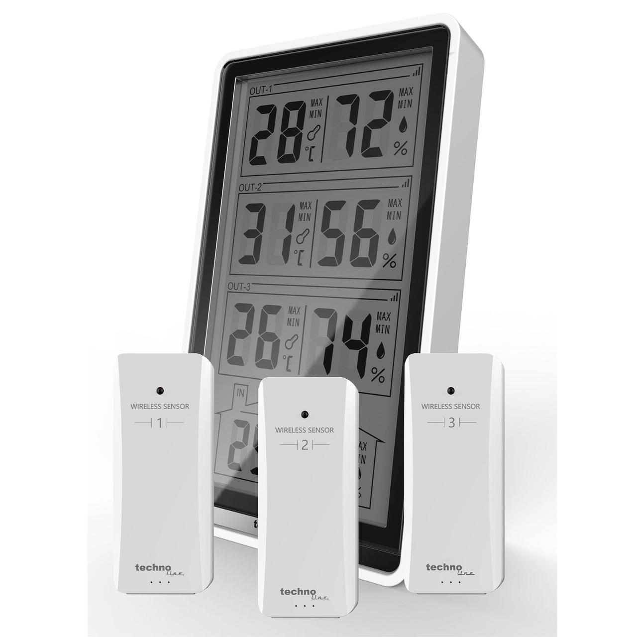 Термогігрометр Technoline WS7060 з трьома бездротовими датчиками Black