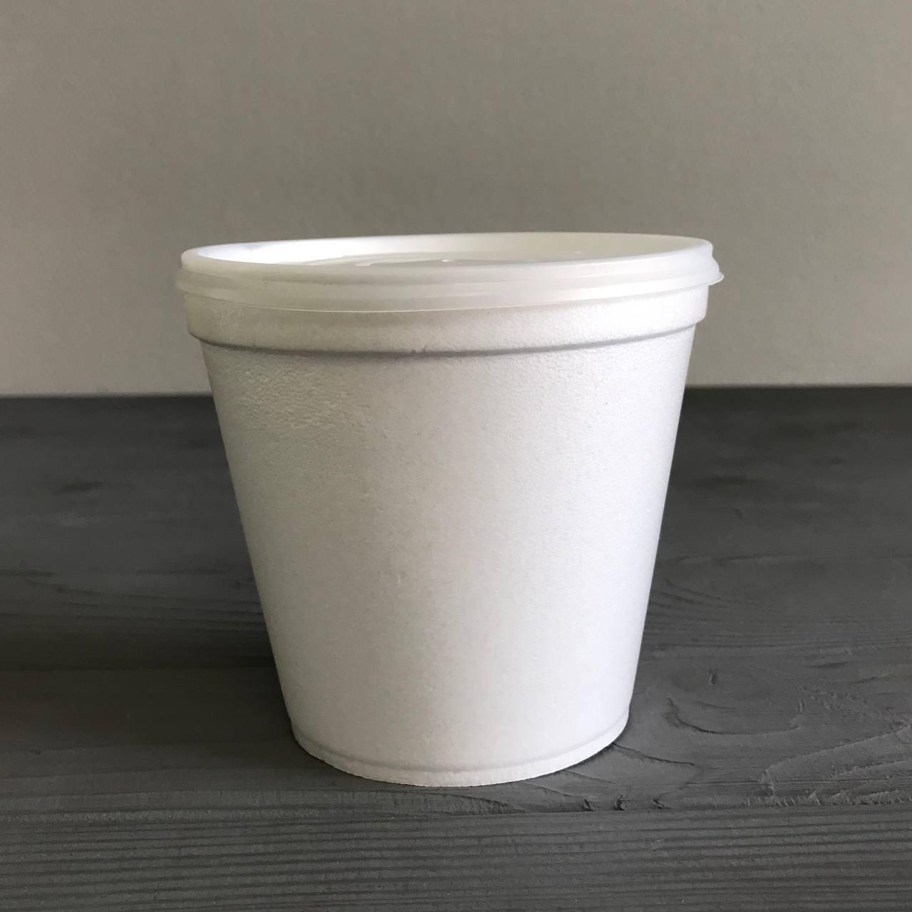 Супник зі спіненого полістиролу з кришкою, 570 мл ПОЛЬЩА, фото 1