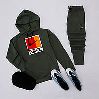 Спортивный костюм Nike (Найк) мужской демисезонный хаки | Комплект Кофта + Штаны весна осень ТОП качества