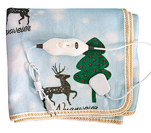 Електропростирадло Electric Blanket односпальне 50w 145х64 байка (малюнок олені), фото 1