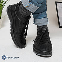 Чоловічі чорні кросівки з якісної еко шкіри, фото 4