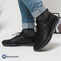 Чоловічі чорні кросівки з якісної еко шкіри, фото 3