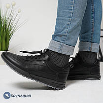 Чоловічі чорні кросівки з якісної еко шкіри, фото 5