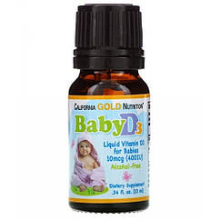 Вітамін D3 для дітей 400 МО California Gold Nutrition 10 мл, 7546922 — 806
