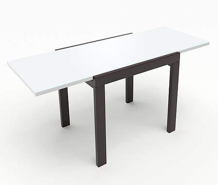 Скляний стіл на кухню Слайдер + скло Fn, колір венге / скло біле 100(200)х82х76, фото 2