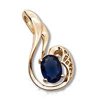 Підвіска лимонна позолота Овальний камінь у завитці (Медицинське золото)