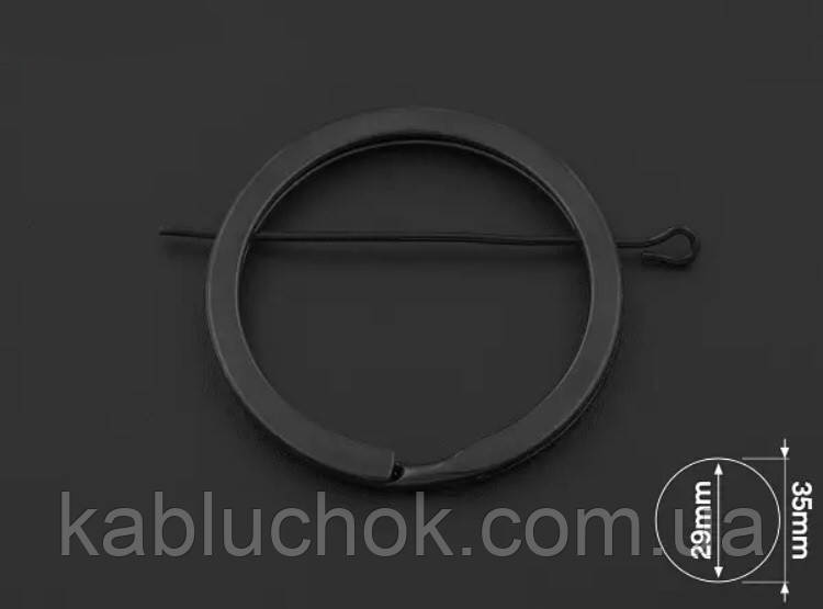 Кільце для ключів плоске 30 мм, колір чорний, фото 1