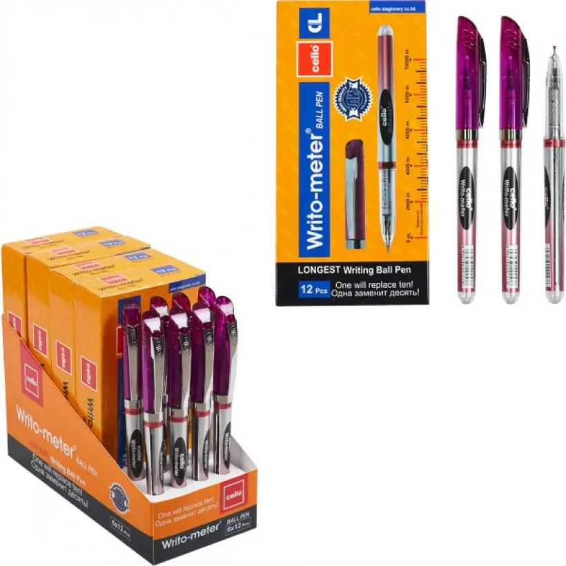 Купить Ручка масляная «10 км» Cello Красная 1 упаковка 12 штук, цена ...
