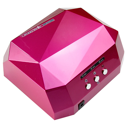 Ультрафіолетова лампа CCFL+LED Diamond на 36 Вт для сушіння гель-лаку та гелю, малинова, фото 1