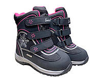 Детские ортопедические зимние термо ботинки сапоги на меху для девочки Sursil Ortho черный размеры 24-29