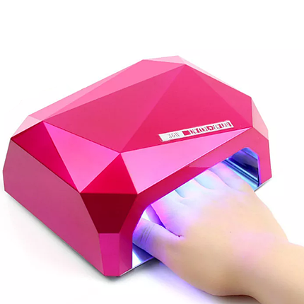 Ультрафіолетова лампа CCFL+LED Diamond на 36 Вт для сушіння гель-лаку та гелю, малинова, фото 3