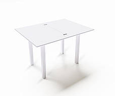 Стіл розкладний для кухні зі скляною стільницею Ажур Fusion Furniture, колір білий / скло УФ 16 305, фото 3