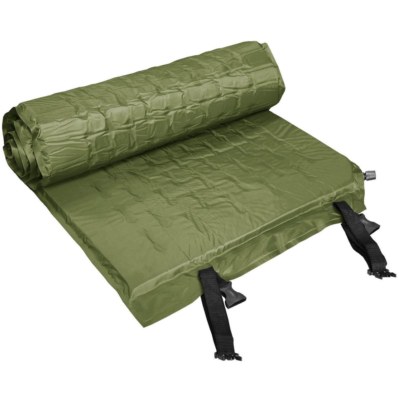 Каремат самонадувний термо килимок матрац MIL-TEC Waffle 186 х 53 х 2.5 см Olive 14420101