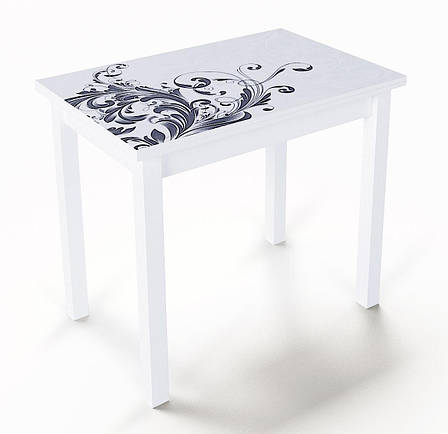 Стіл розкладний для кухні зі скляною стільницею Ажур Fusion Furniture, колір білий / скло УФ 16 305, фото 1