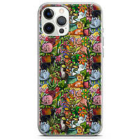 Чохол силіконовий для Apple IPhone 12 |13 Pro, Pro Max, mini (Домашні коти в рослинах, сукуленти, квіти)