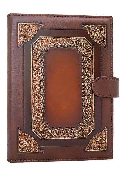 Обкладинка для щоденника А5 формату з натуральної шкіри ручної роботи "Барокко", фото 1