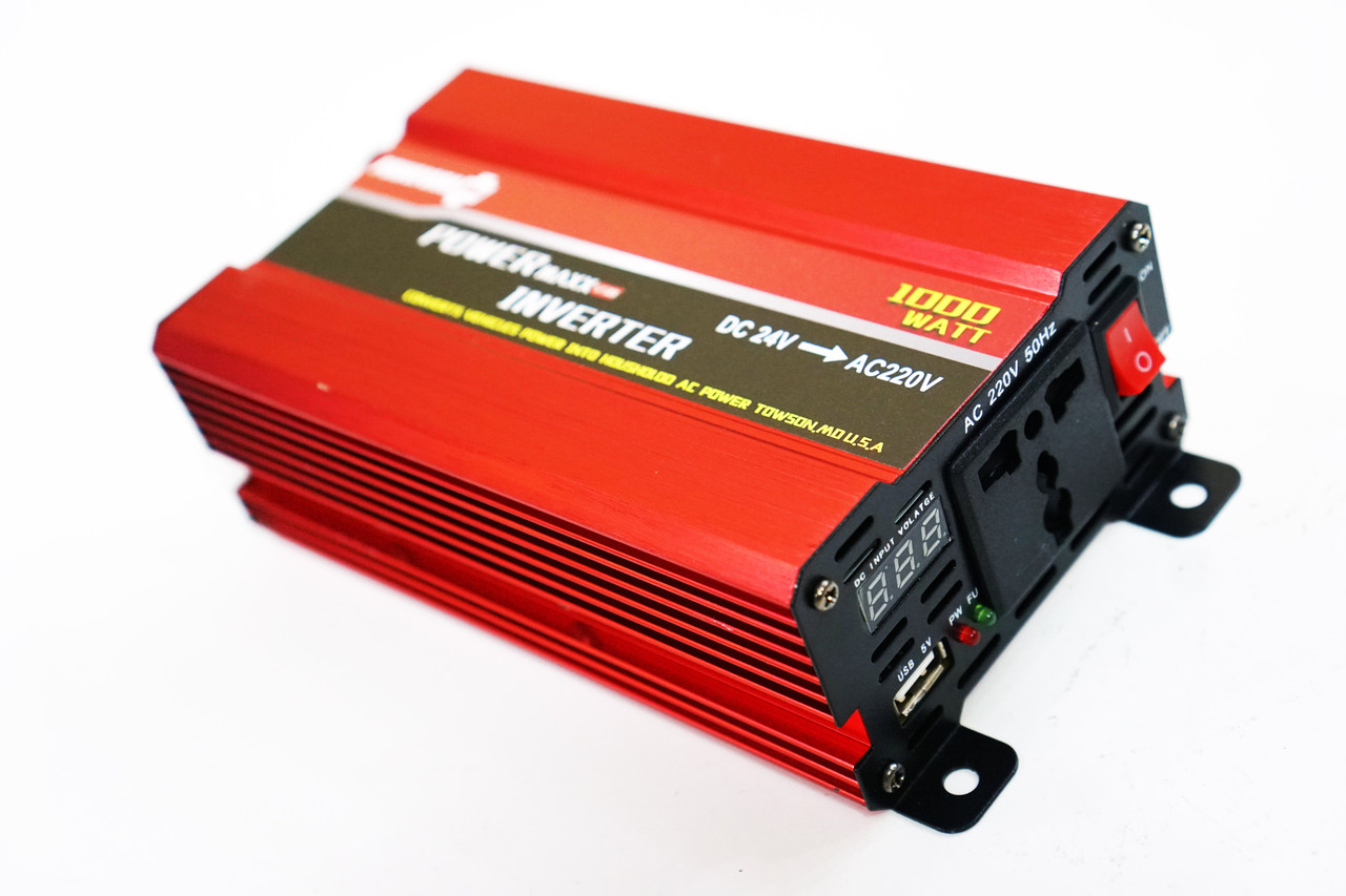 Перетворювач (інвертор) 24V-220V 1000W Powerone з вольтметром