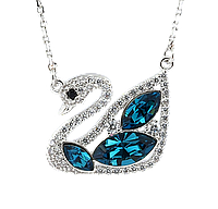 Кулон Xuping Родий с кр-ми Swarovski на цепочке "Лебедь с кристаллами Blue Zircon" длина 40-45см х 1мм