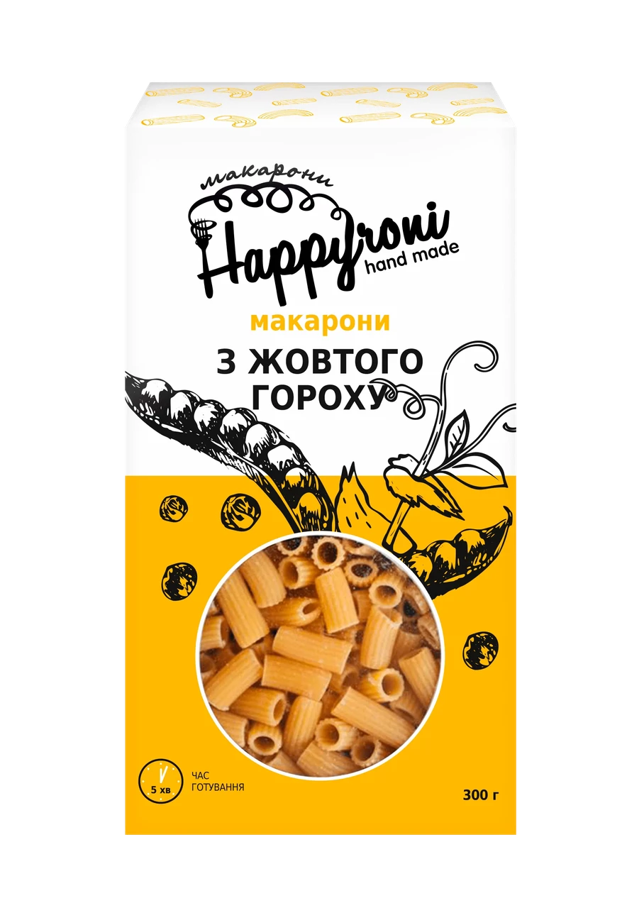 Макароны из желтого гороха трубочки Happyroni 300 г - фото 1 - id-p1681073661