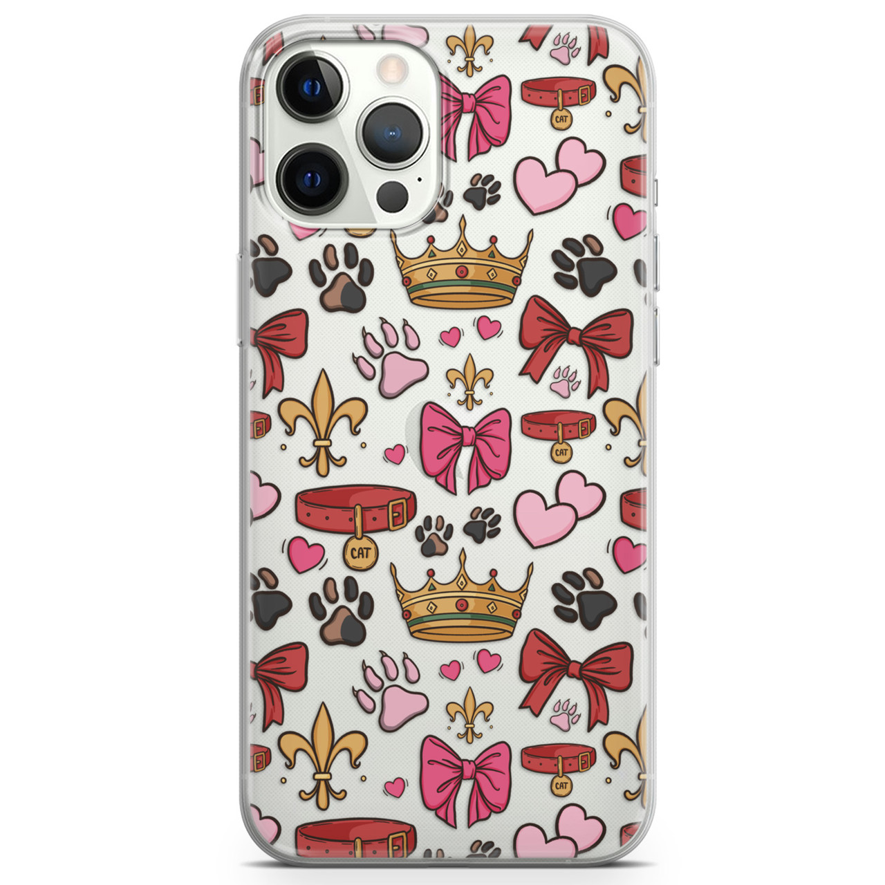 Чохол силіконовий для Apple IPhone 12 |13 Pro, Pro Max, mini (Королева кішок, корона, нашийник, лапки, бантик)