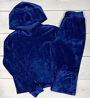 Плюшевый домашний комплект, женская пижама Синий