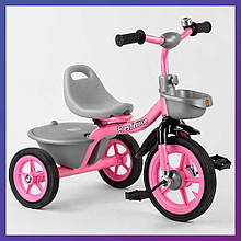 Дитячий триколісний велосипед Best Trike BS-1142 гумові колеса 2 кошики рожевий
