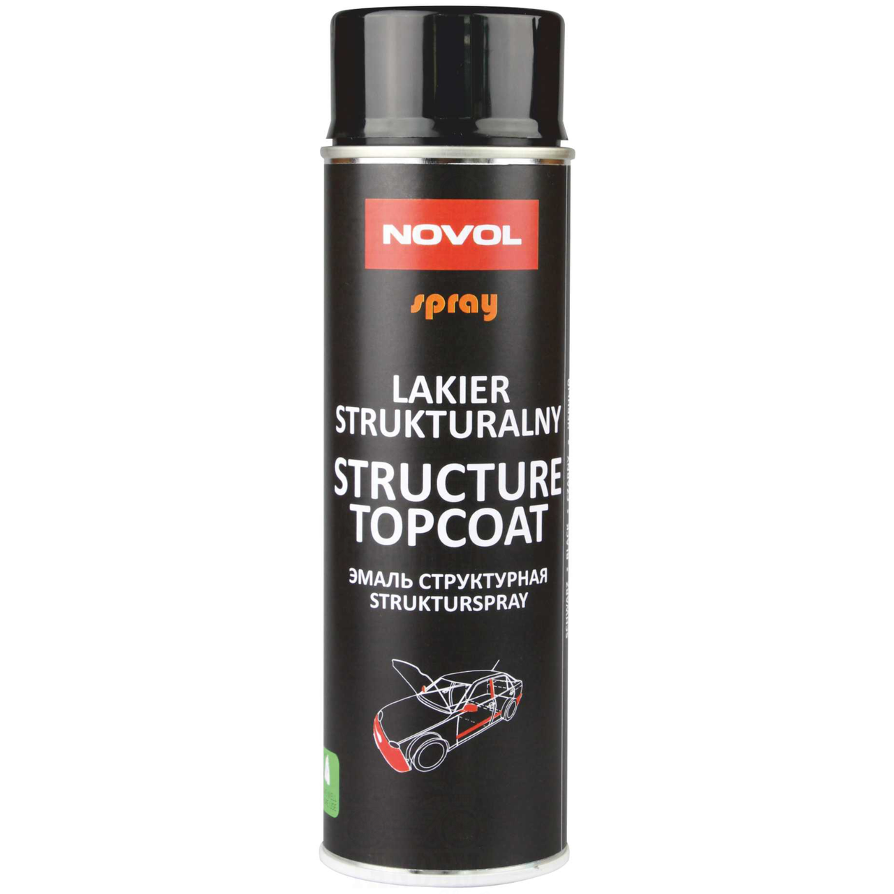 Фарба (емаль) структурна для пластику Novol Spray, 500 мл Аерозоль Чорний