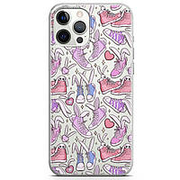 Чехол силиконовый для Apple IPhone 12 |13 Pro, Pro Max, mini (Крошечный розовый кролик, кеды с заячьими