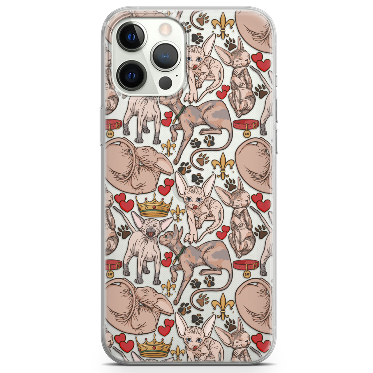 Чохол силіконовий для Apple IPhone 12 |13 Pro, Pro Max, mini (Лисі коти, сфінкси, нашийник, корона, серце)