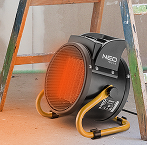 Теплова гармата електрична Neo Tools 3кВт 60м кв 280м куб/год керамічний нагрів. елемент (PTC) чорний