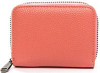 Визитница кожаная женская розовая для карточек картхолдер гладкая на молнии на 14 карт Cosmetic Bag F3984-5