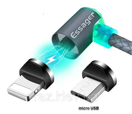 Micro USB кабель магнітний 1м. Зарядка для телефону магнітна швидка автомобільна, фото 2