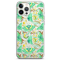 Чехол силиконовый для Apple IPhone 12 |13 Pro, Pro Max, mini (Нежная Луна моль, тропические листья, бабочка)