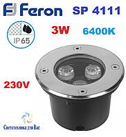 Светодиодный тротуарный светильник Feron SP4111 220V 3w 6400K 180Lm IP67, 100*80mm